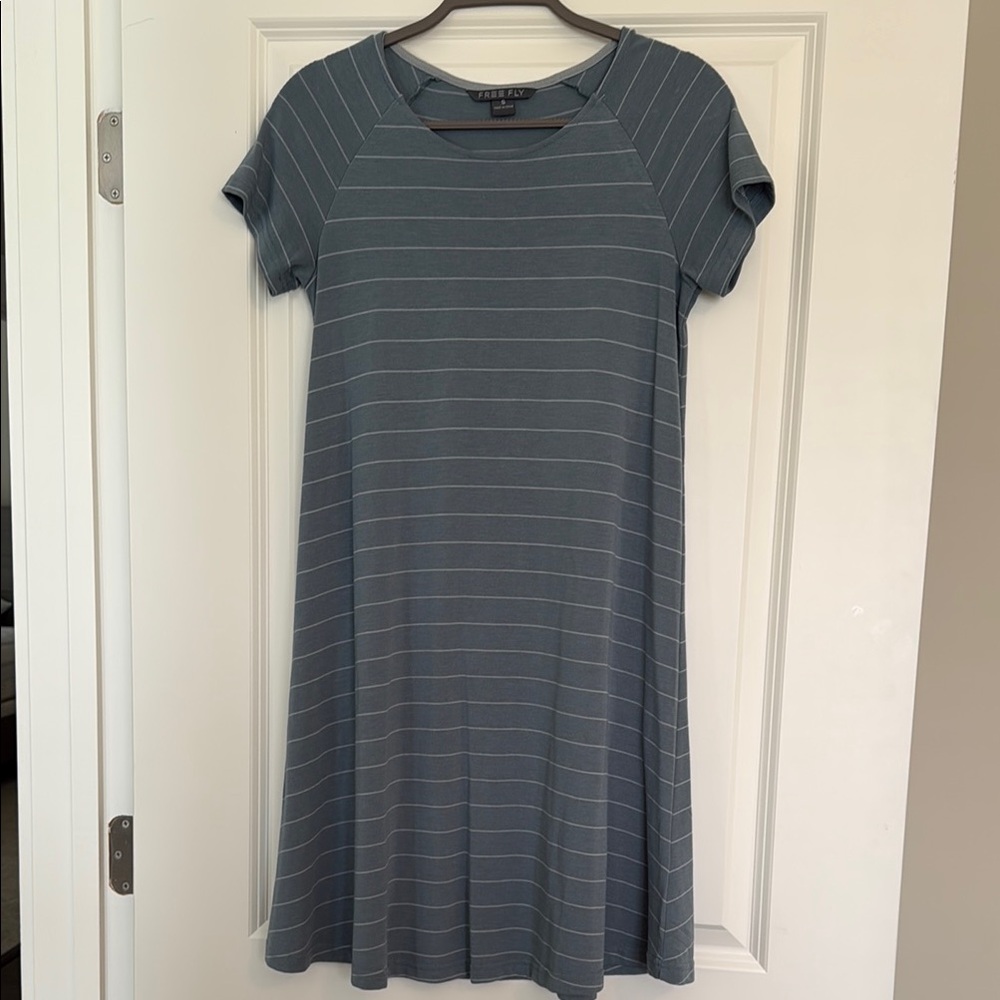 Free Fly Blue/White Striped Short Sleeve Dress